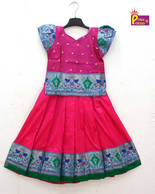 Prince N Princess Kids Pink Traditional Pattu Pavadai PPP1351