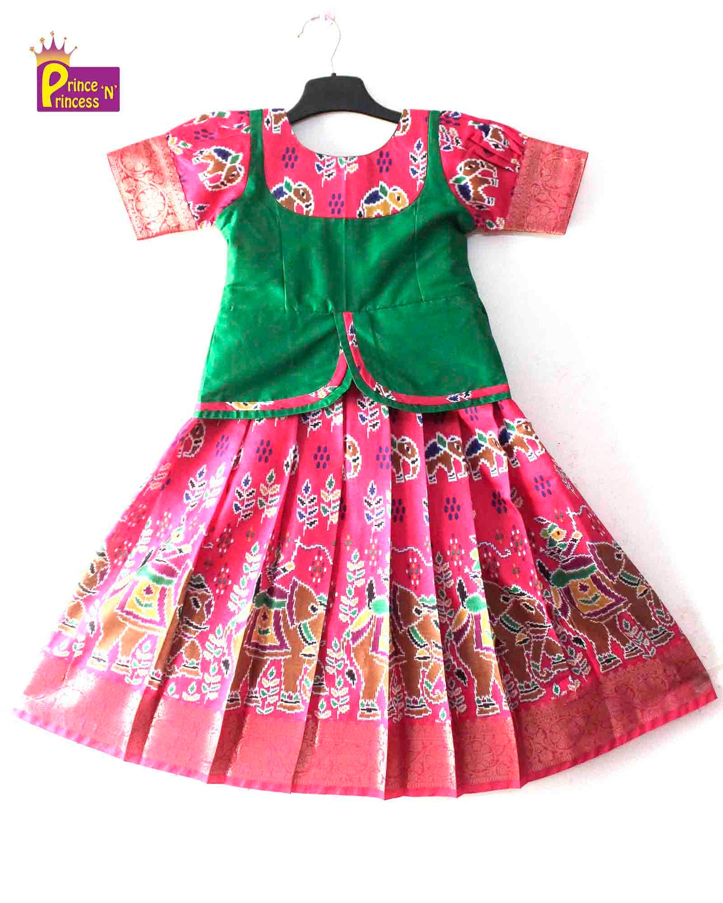 Green And Pink Traditional Pattu Pavadai PPP1368