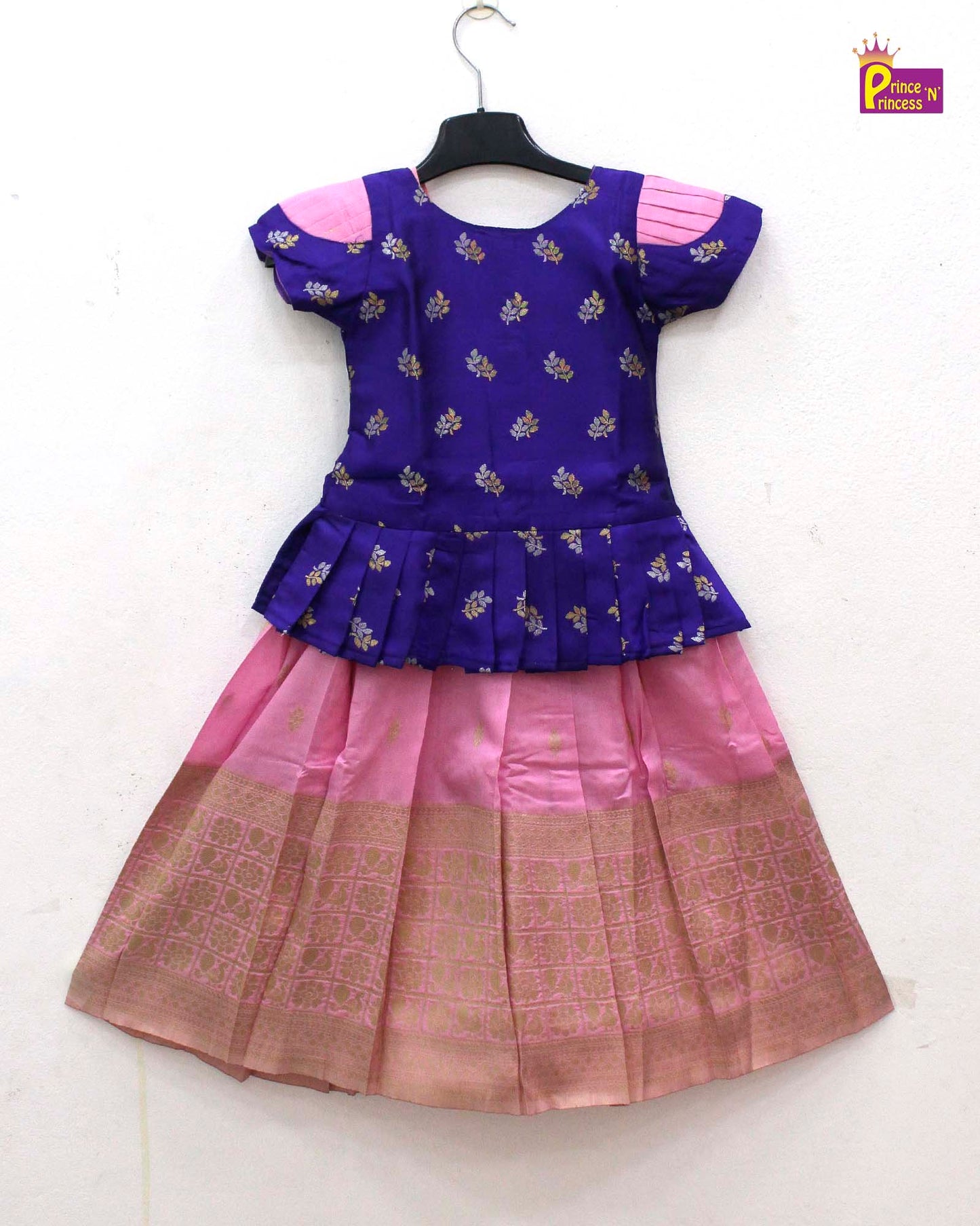 Kids Purple with Baby pink Designer Pattu Pavadai PPP1379