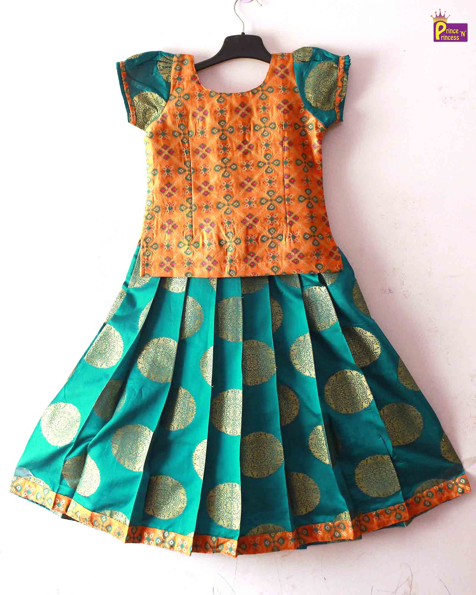 Girls Yello Organze Floral Creeper Cute Pattu Pavadai Dress at 2895.00 INR  in Coimbatore | Shivangi Clothing