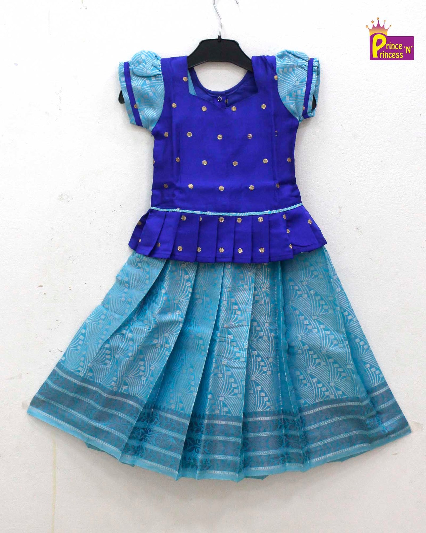 Kids Skyblue with blue Baby Pattu Pavadai PPP1425