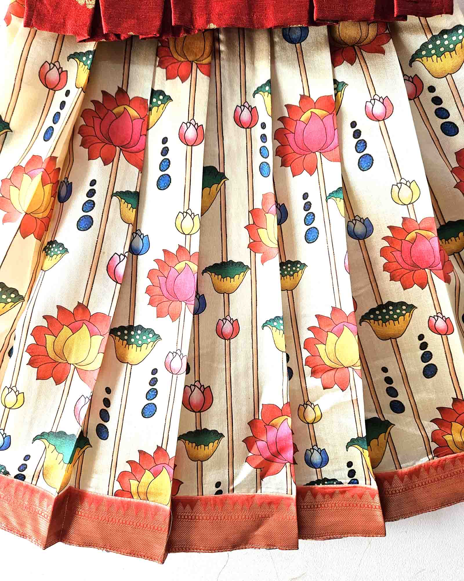 Kids Red  With Half White Festival Wear Pattu Pavadai PPP1427 Prince N Princess