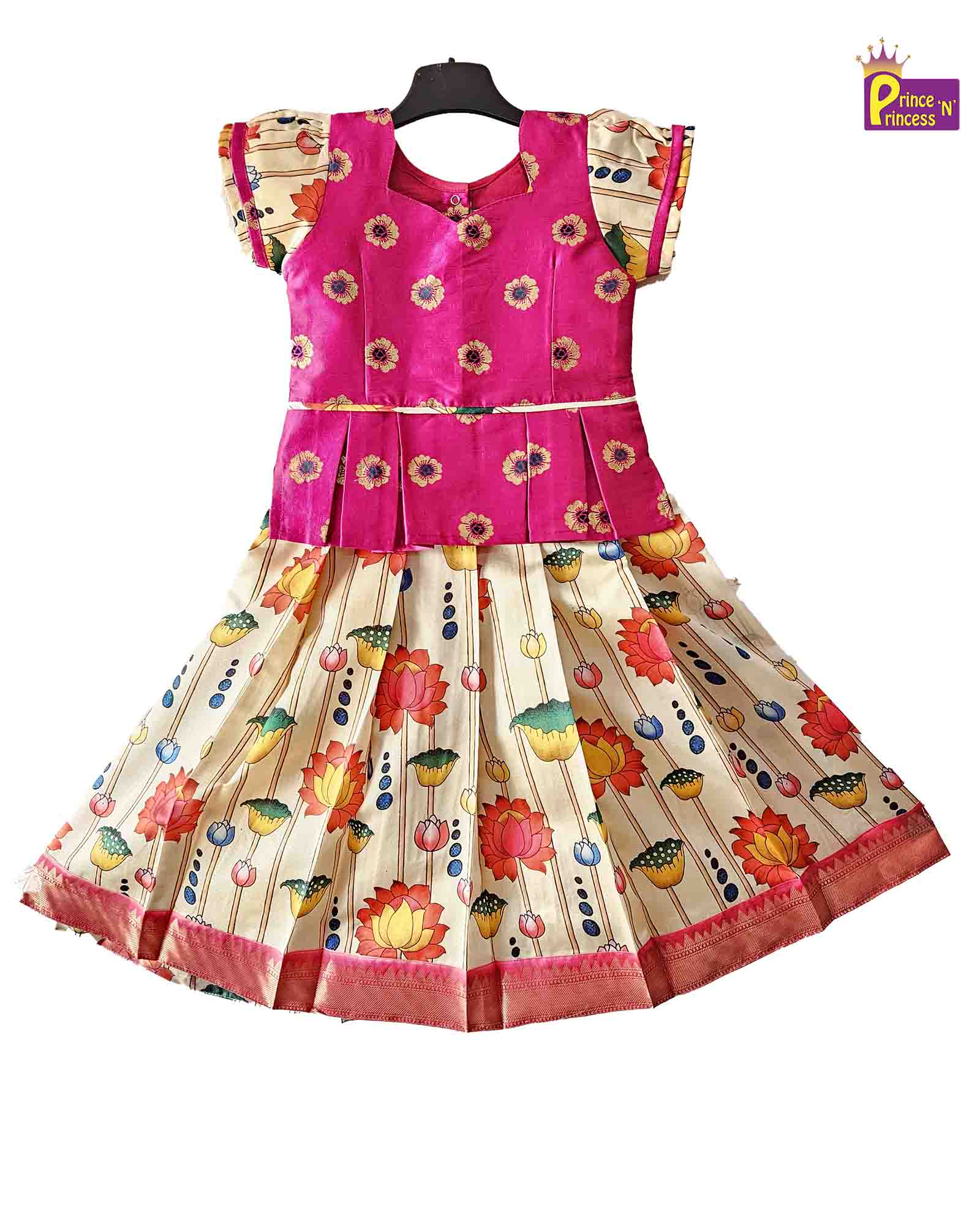 Kids Pink Festival Wear Pattu Pavadai PPP1430
