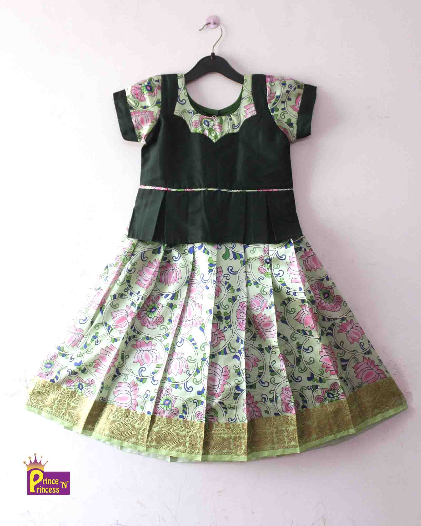 Kids Green  Festival Wear PattuPavadai PPP1432 Prince N Princess