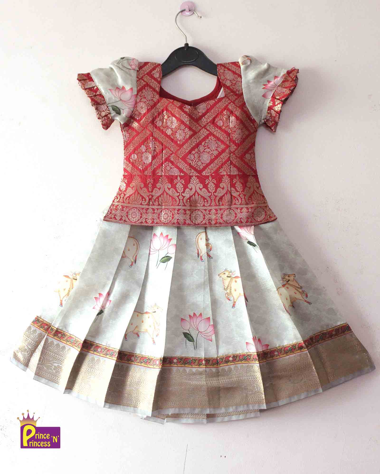Navy Blue Pure Kanchi Pattu Frock for Baby Girl | Silk Dress for Baby Girl  | Half Scale | A unit of Santhitham – SANTHITHAM SILKS PRIVATE LIMITED