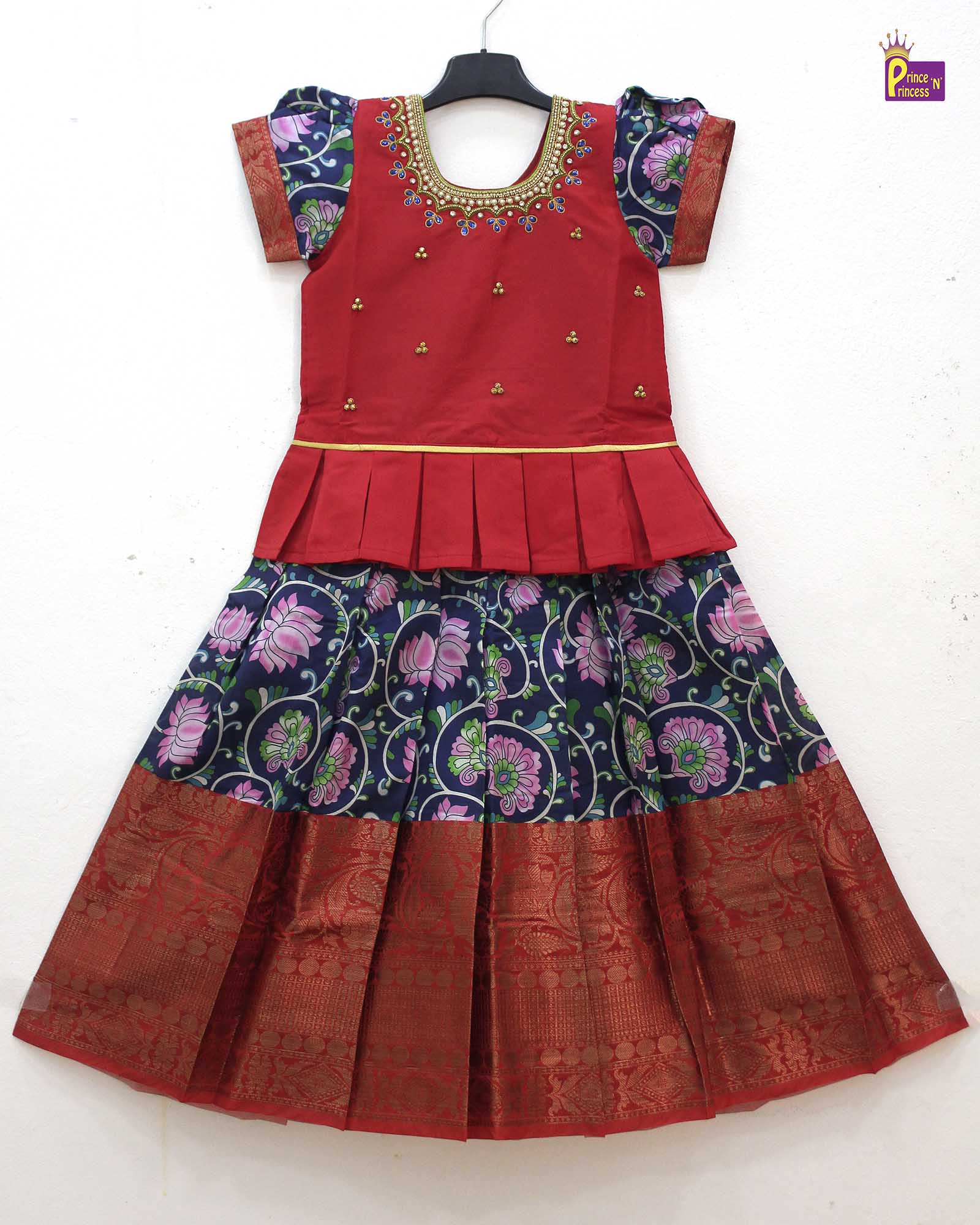 Prince N Princess Blue AARI Work pattu Pavadai PPP1452