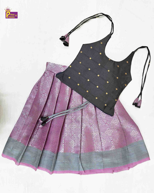 Kids Grey Purple  Knot Pattu pavadai PPP1474 Prince N Princess