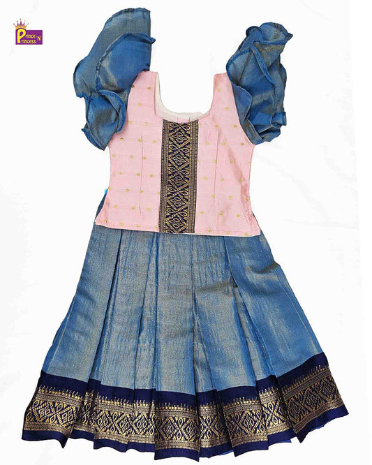 Kids Pink Blue Traditional Pattupavadai PPP1495 Prince N Princess