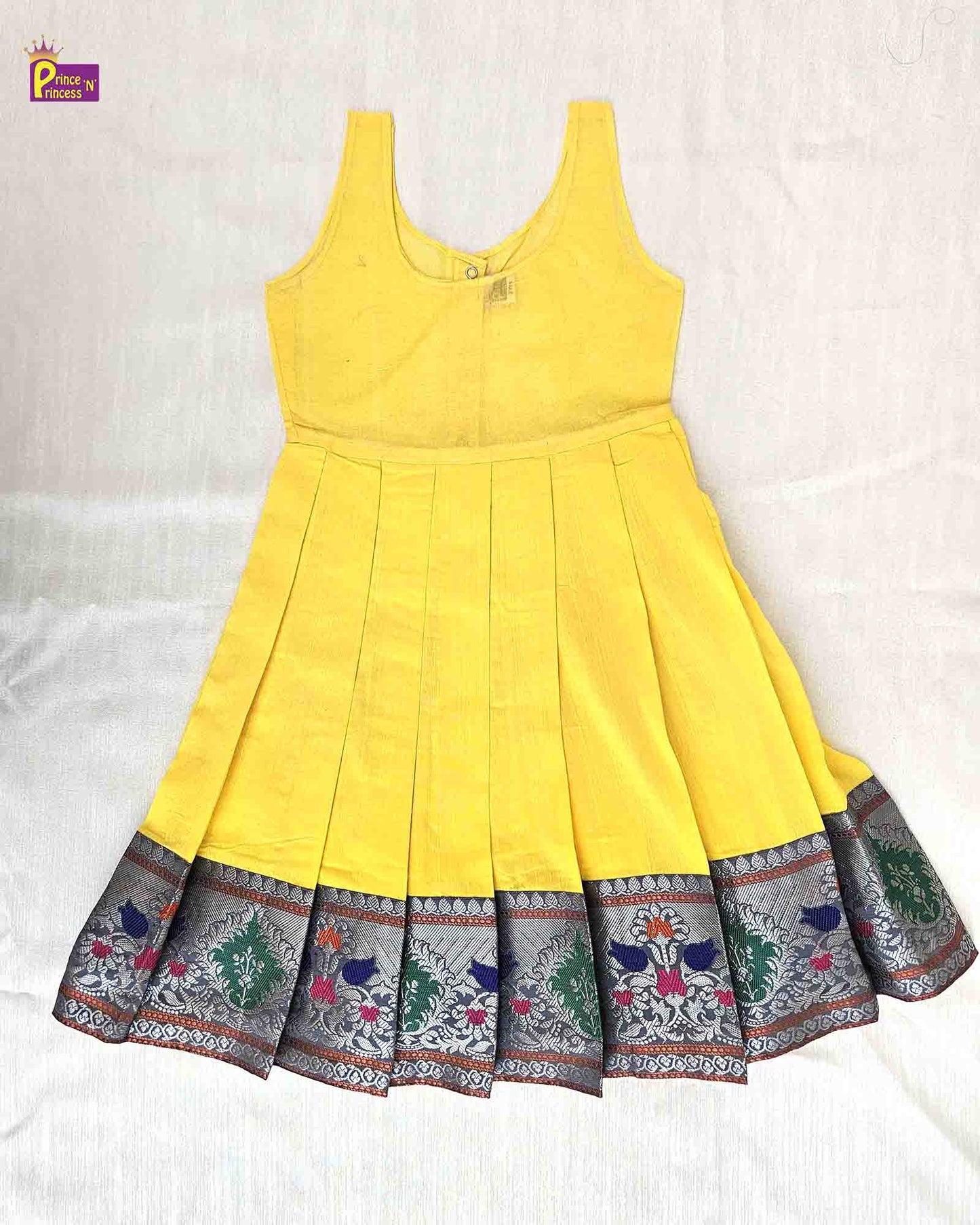 Kids Yellow Grey Traditional Pattupavadai PPP1511