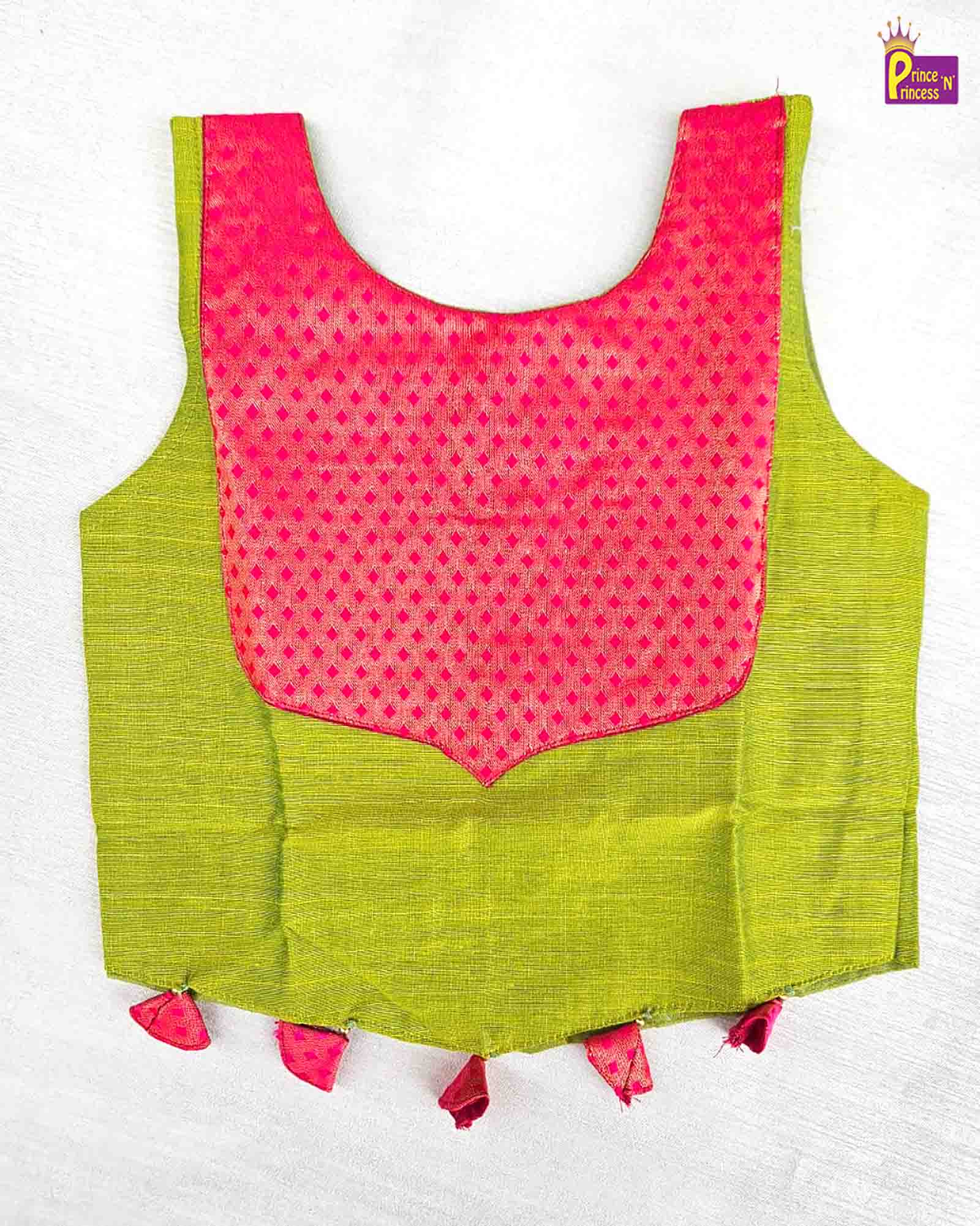 Kids Green And Pink Trendy Pattu pavadai PPP1513