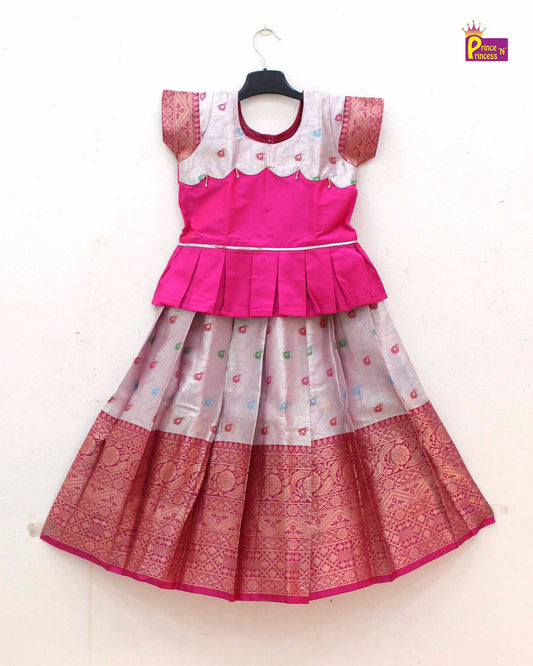 Kids Rani Pink Traditional Pattupavadai PPP1531