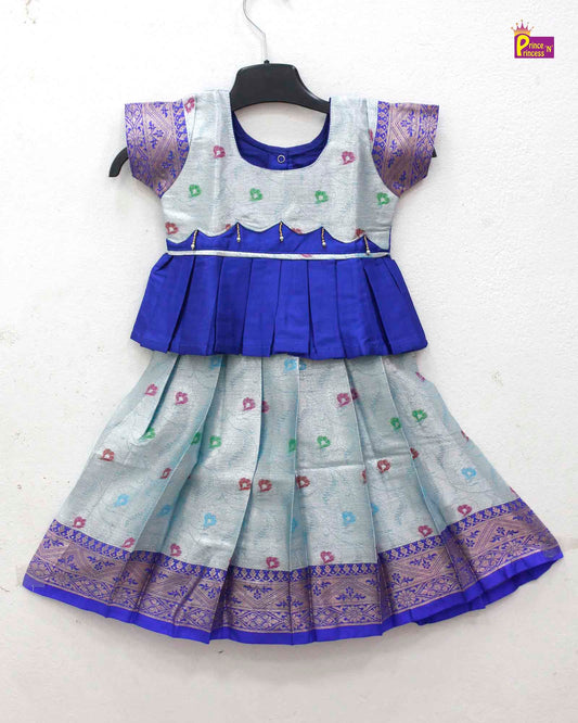 Kids Blue Traditional pattu pavadai PPP1545