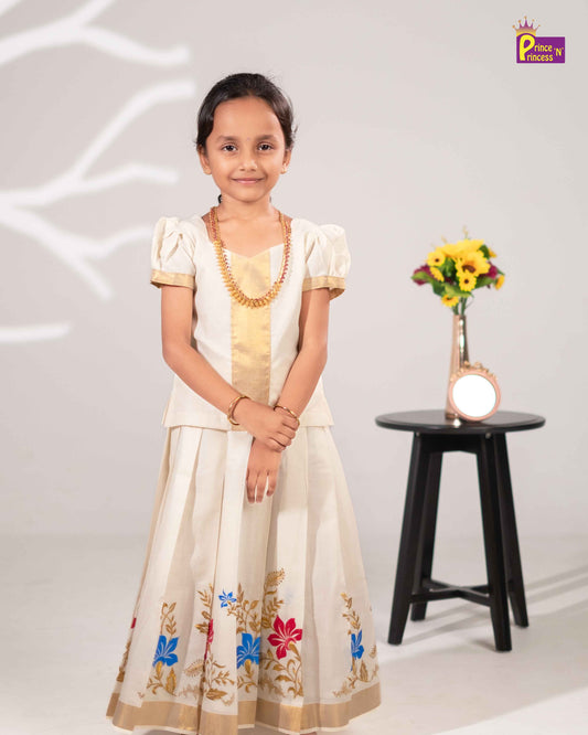 Kids Kerala Kasavu Traditional Pattu Pavadai PPP1550