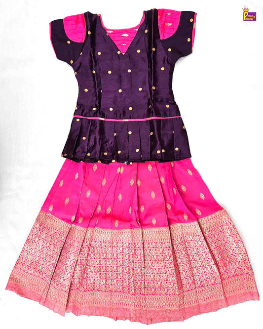 Prince N Princess Kids Magenta Whine Traditional Pattu Pavadai PPP1578