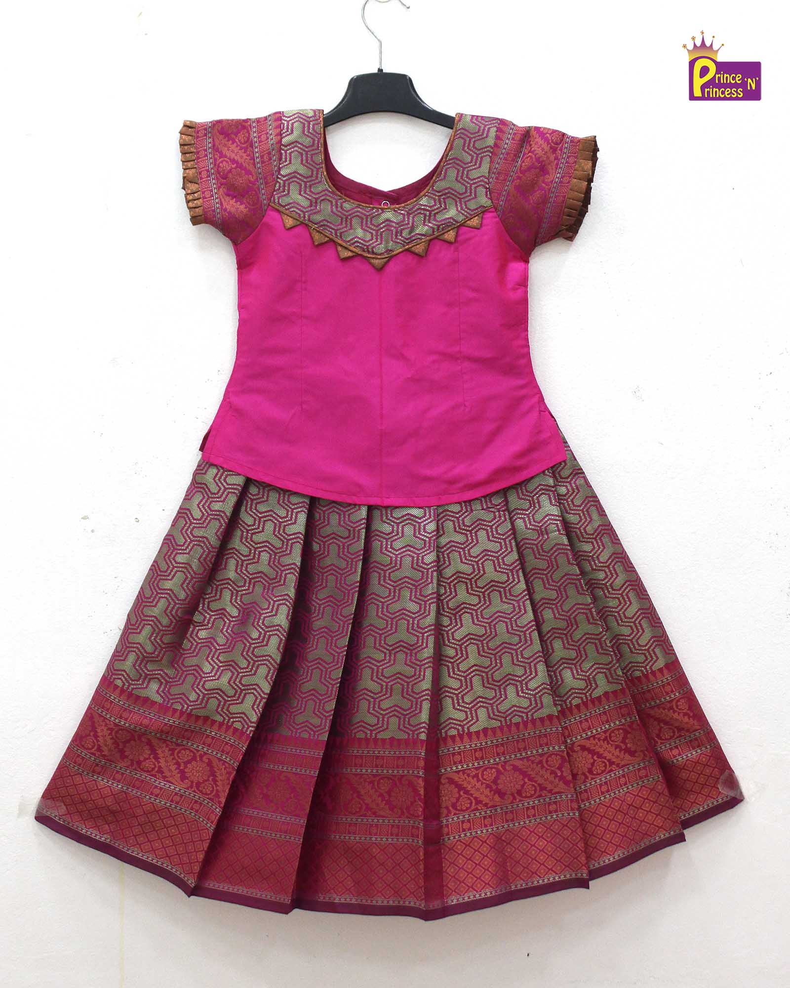 Kids Pink Traditional Pattupavadai PPP1605