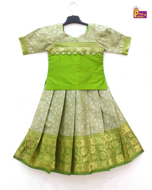 Kids Olive green Traditional Pattupavadai PPP1611