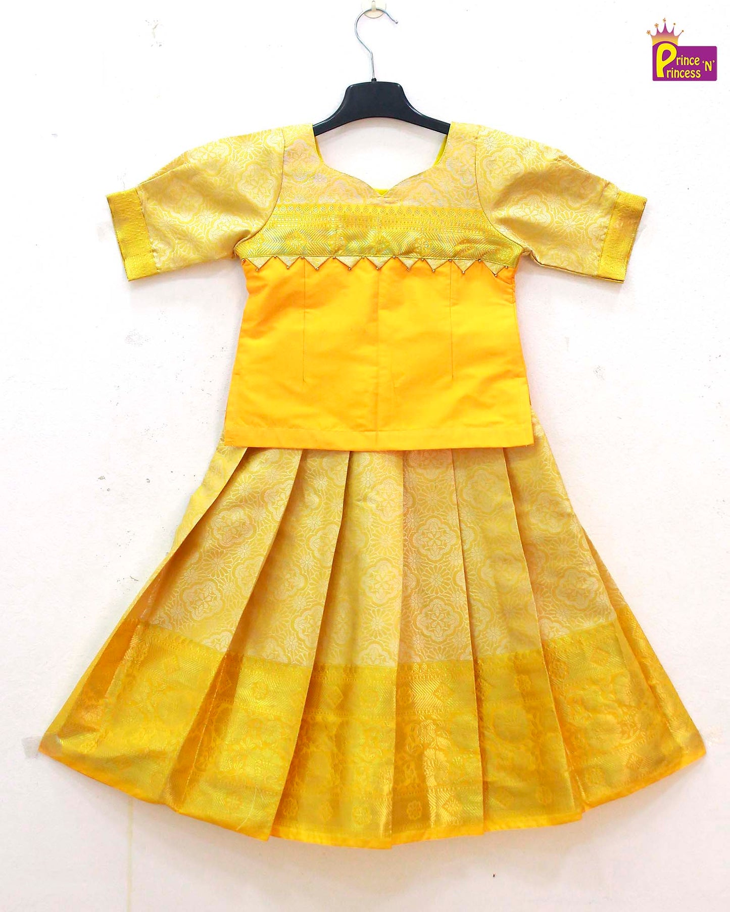 Kids Yellow Traditional Pattupavadai PPP1624