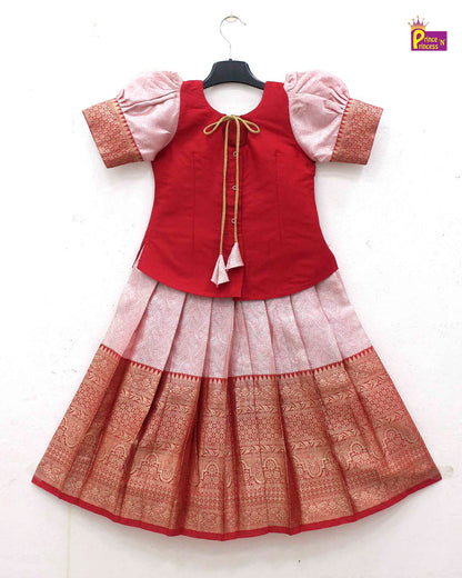 Kids Red Traditional Pattupavadai PPP1710