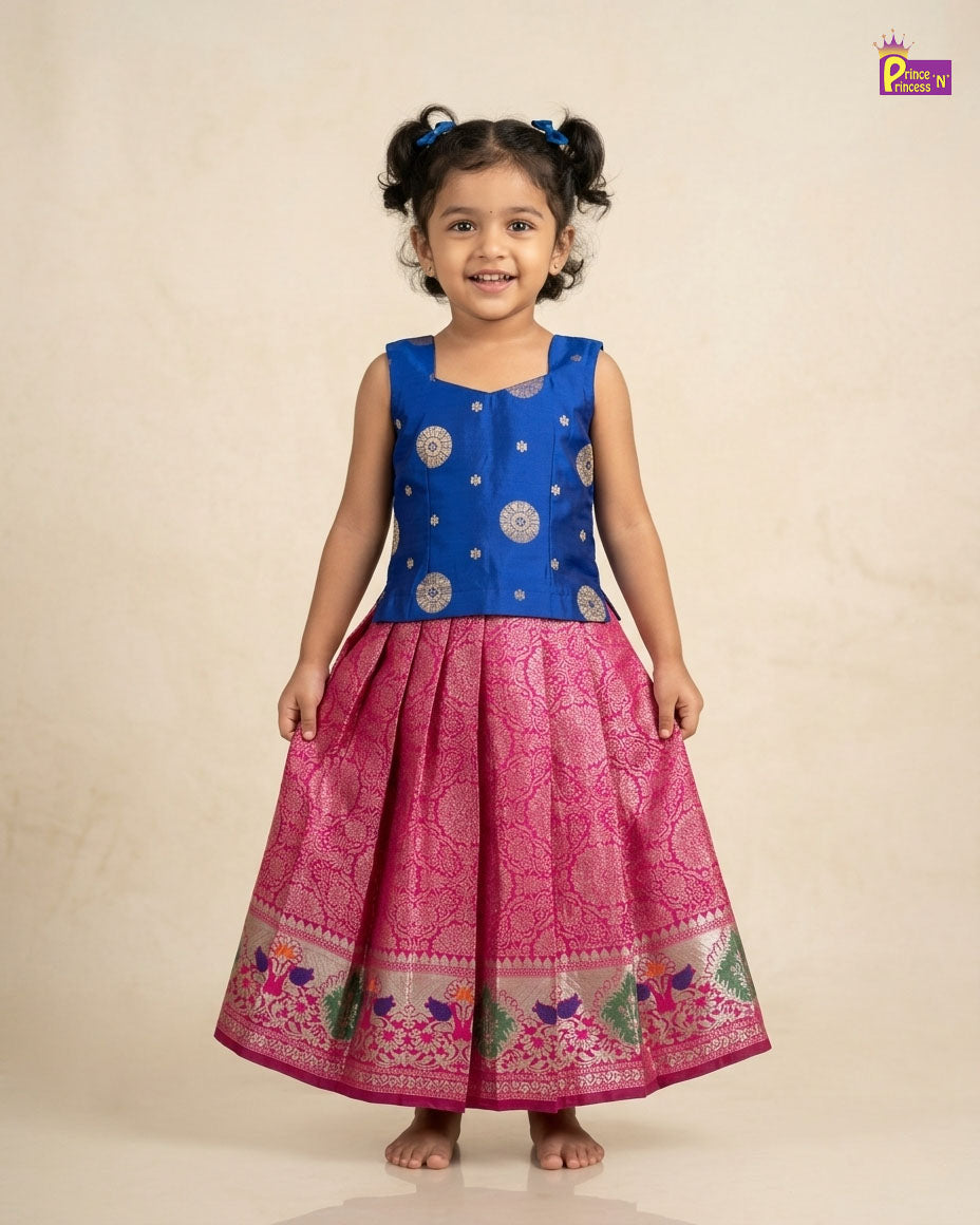 Toddlers Pattu Pavadai Pepsi Blue & Pink PPP1809