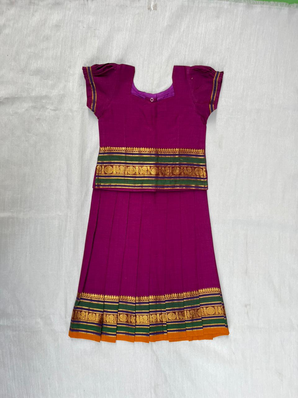 Kids Pink Chettinad Cotton Traditional Pavadai Sattai PPP1958