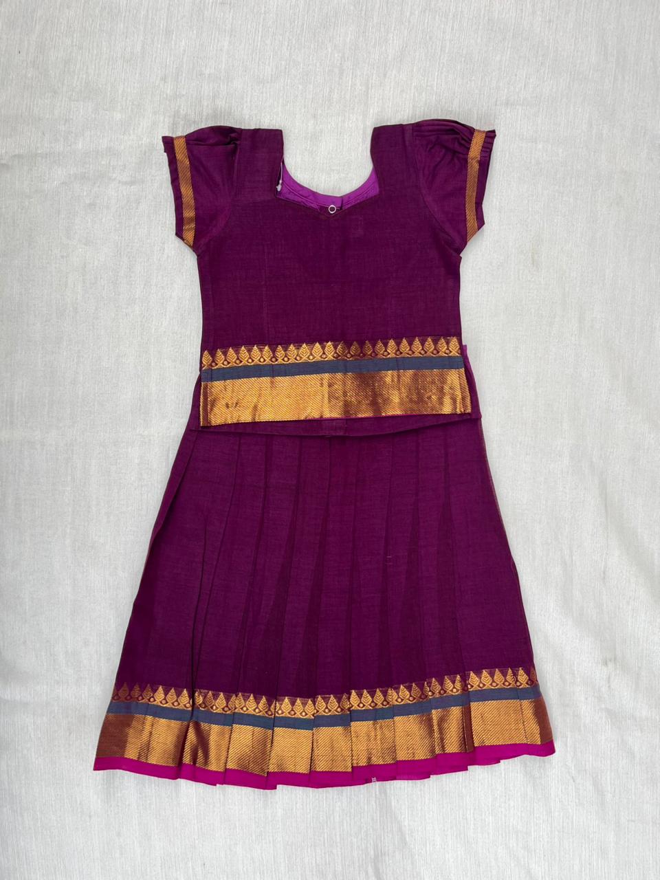 Kids Pink Chettinad Cotton Traditional Pavadai Sattai PPP1962