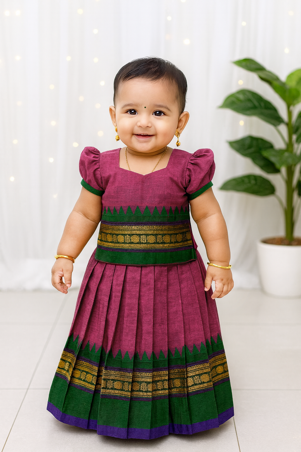 Kids Chettinad Cotton Traditional Pavadai Sattai PPP1912