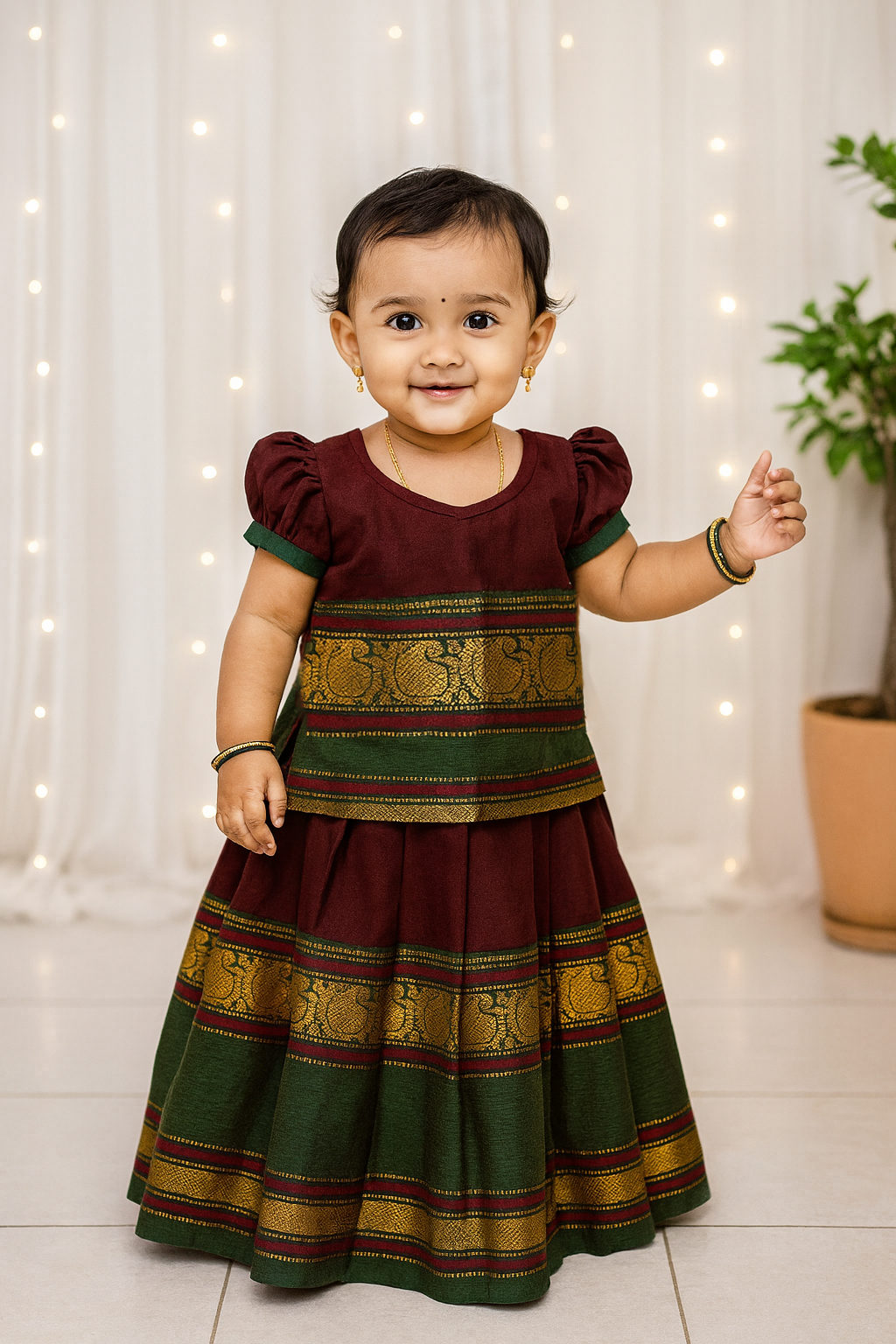 Kids Chettinad Cotton Traditional Pavadai Sattai PPP1913