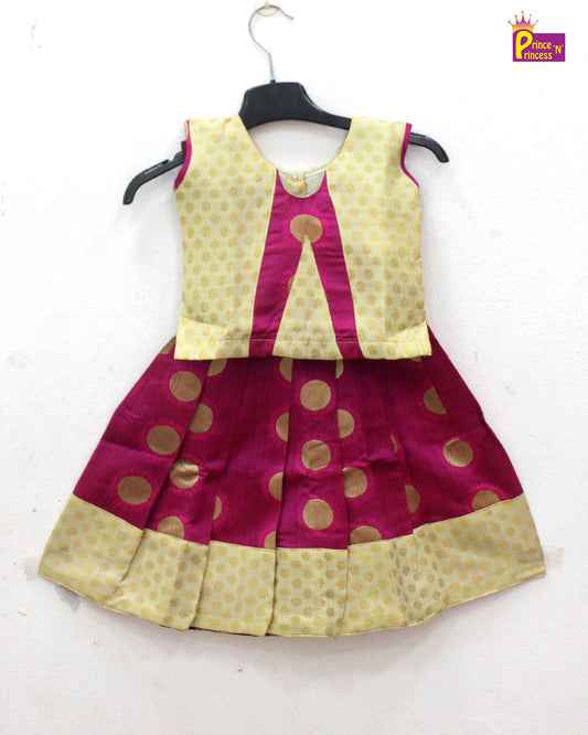 Kids Pink Traditional Pattu Pavadai PPP506