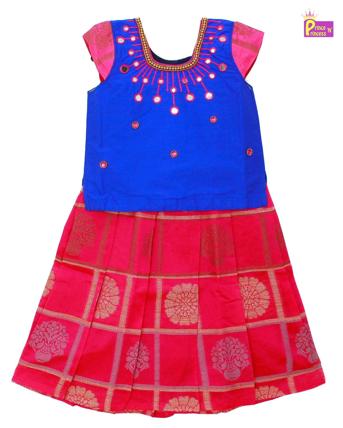 Blue And Pink  Traditional AARI Pattu Pavadai PPP899