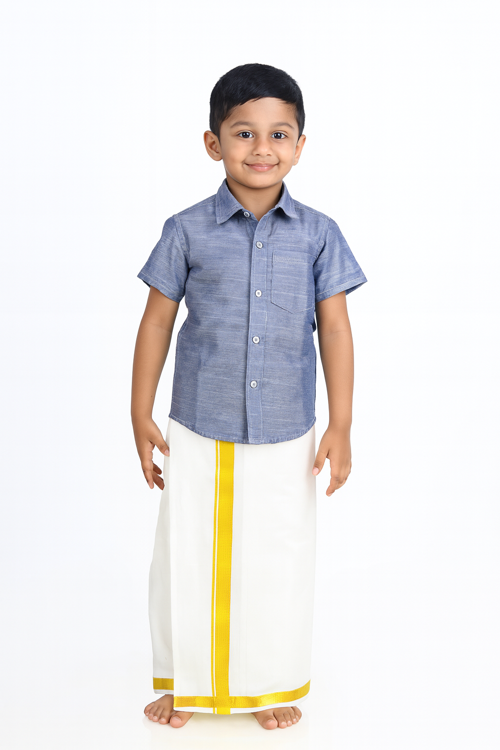 Boys South Indian Grey Shirt Dhoti SD005