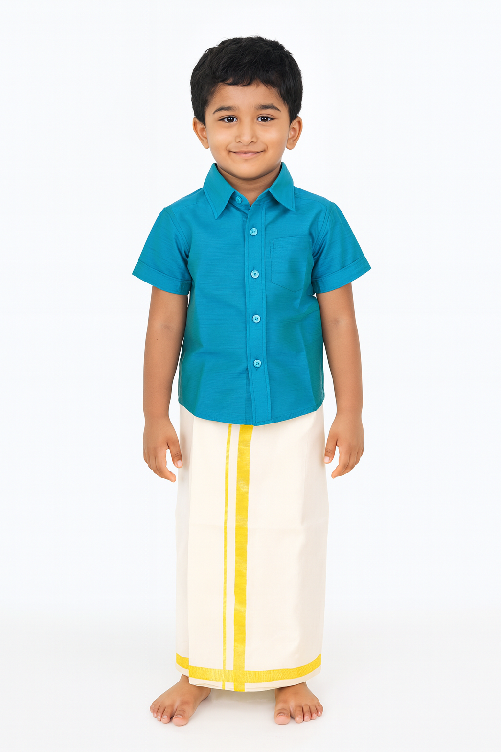 Boys South India Rama Blue Shirt Dhoti SD092