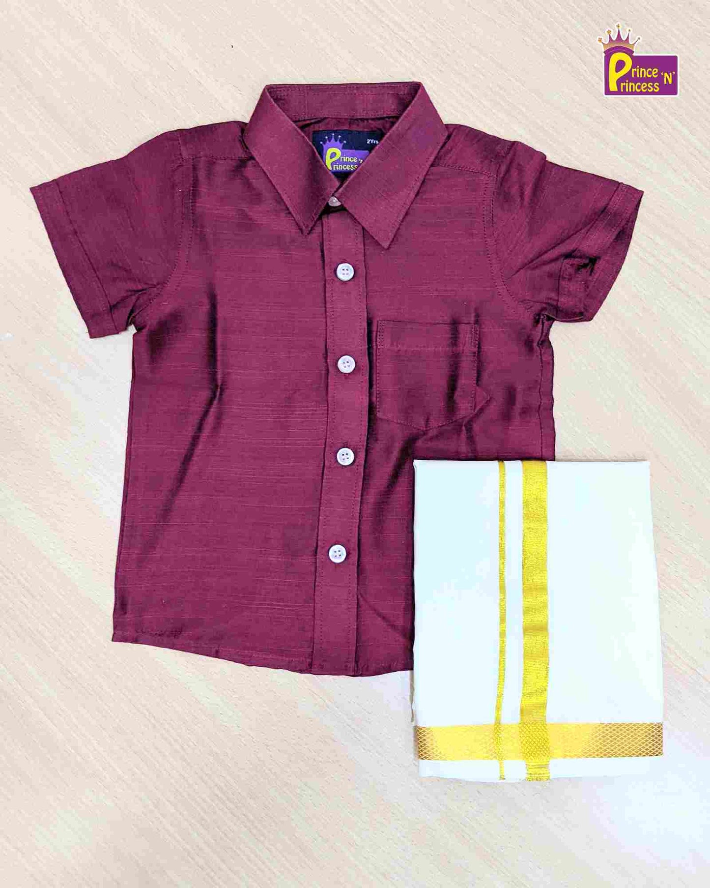 Boys South India Whine Shirt Dhoti SD098