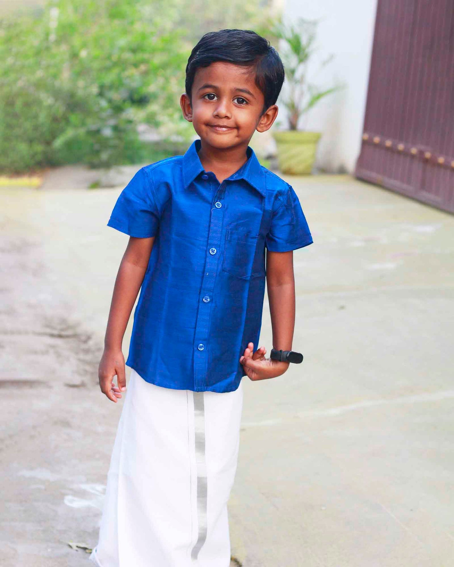 Boys South Blue Shirt Dhoti SD099