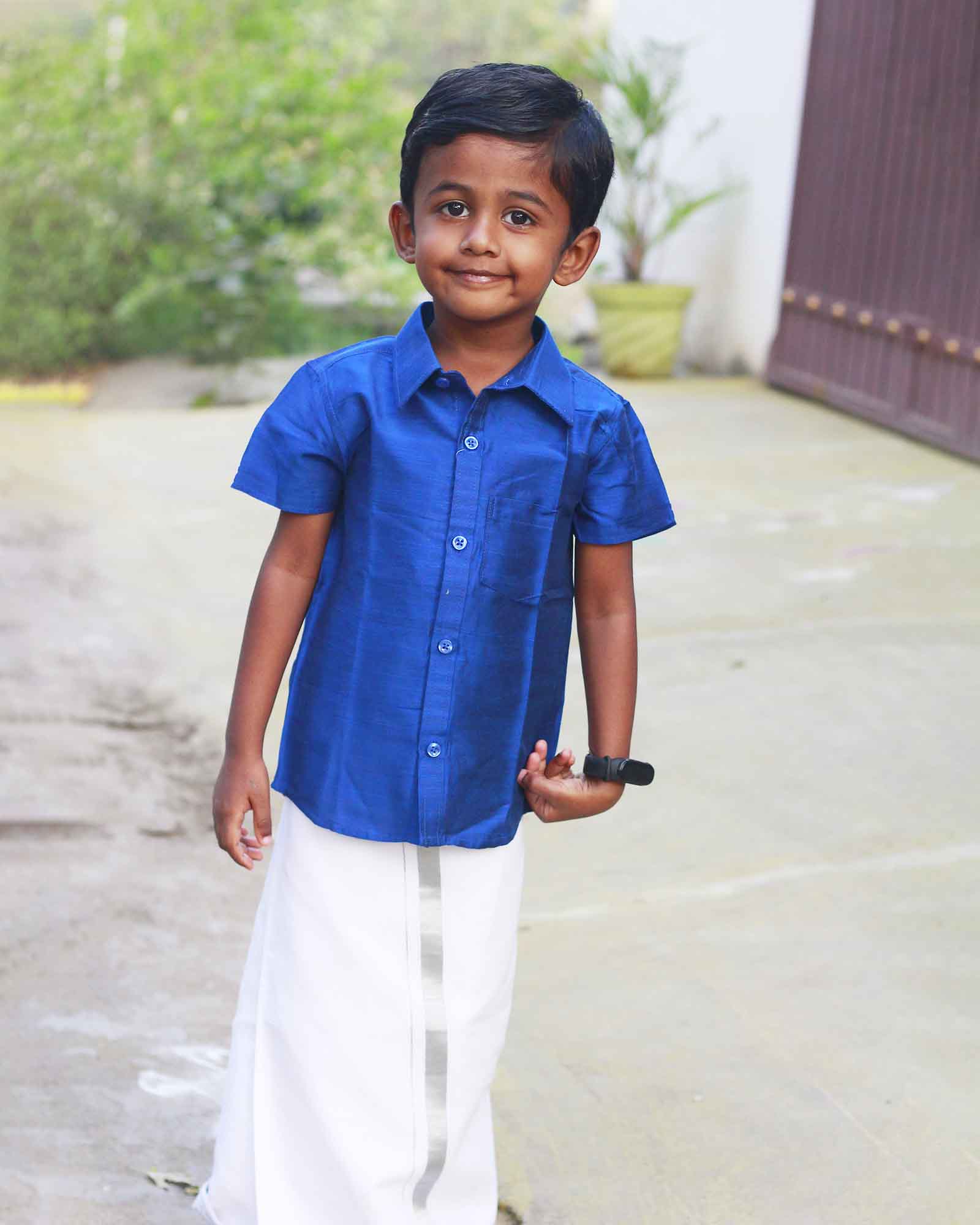 Boys South Blue Shirt Dhoti SD099