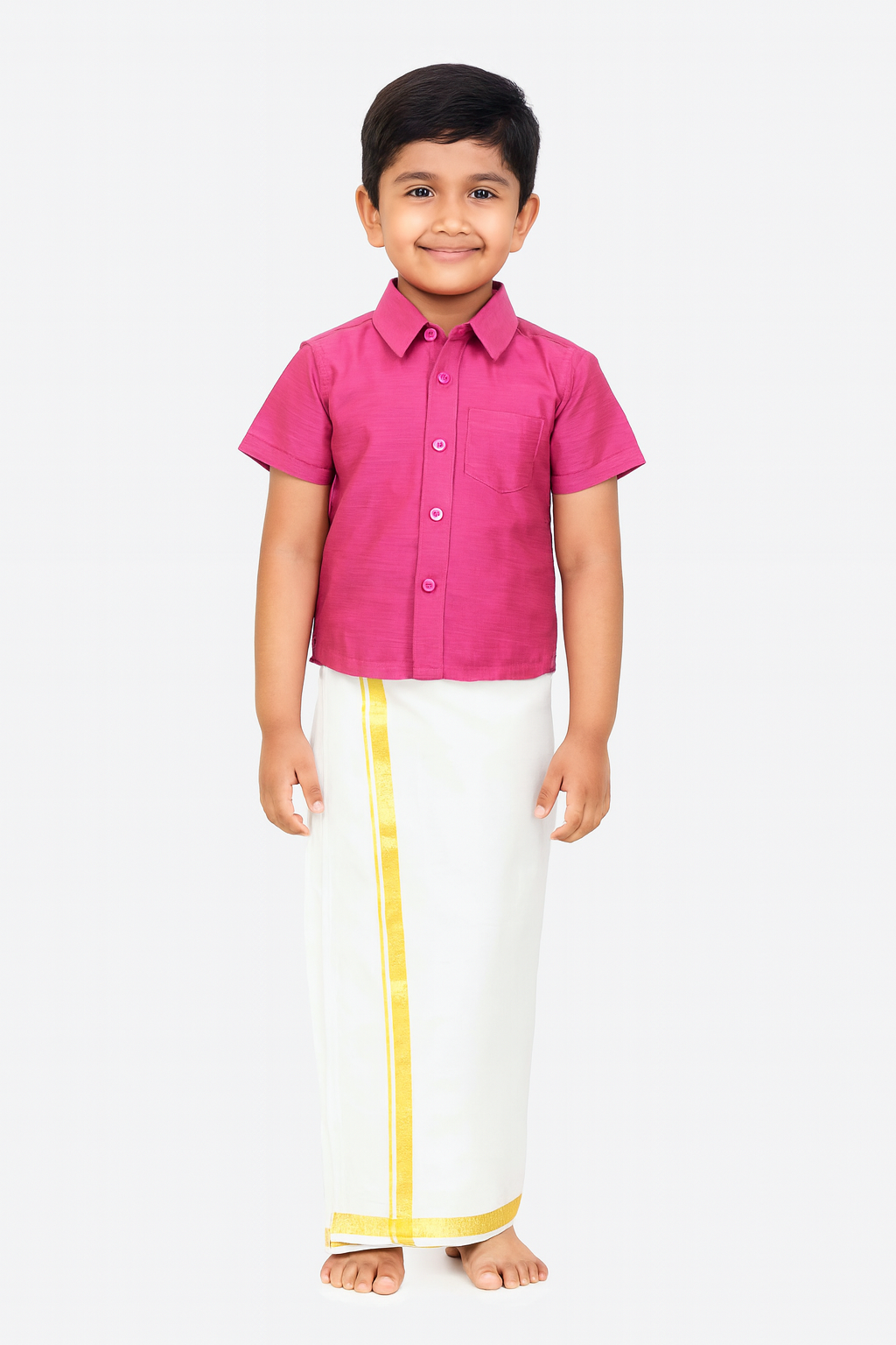 Boys South India Pink Shirt Dhoti SD101