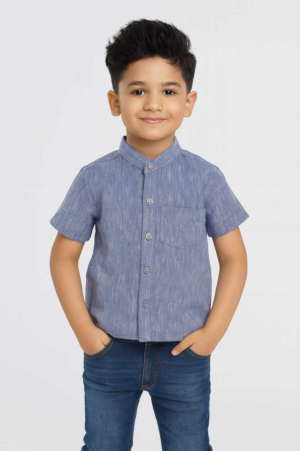 Kids Grey Cotton  shirt ST078