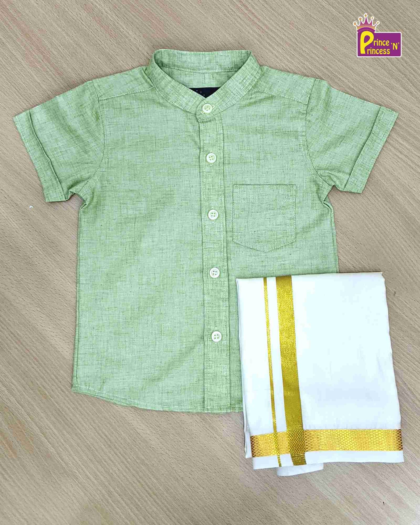 Boys South Indian Green Shirt ST079