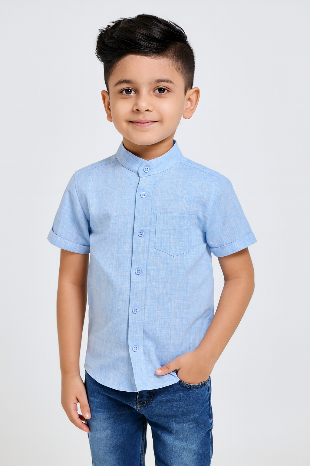 Kids Blue Cotton Shirt ST081