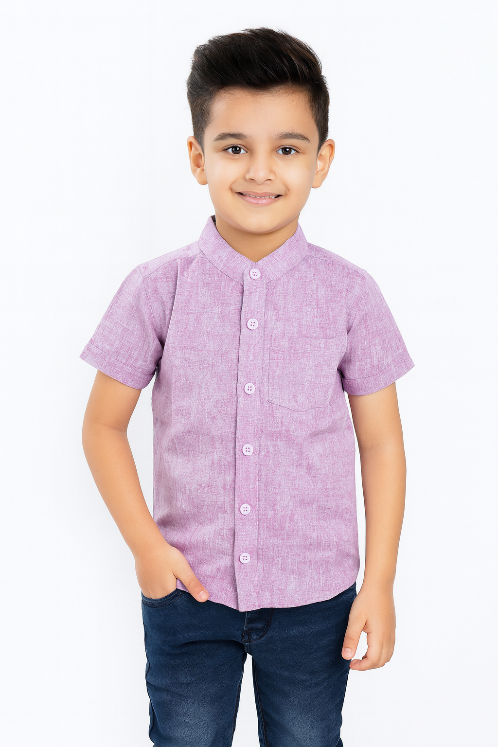Kids Purple Cotton Shirt ST101