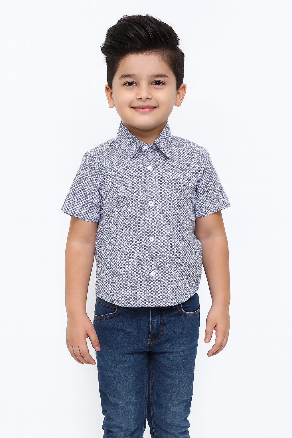 Kids Grey Cotton  shirt ST124