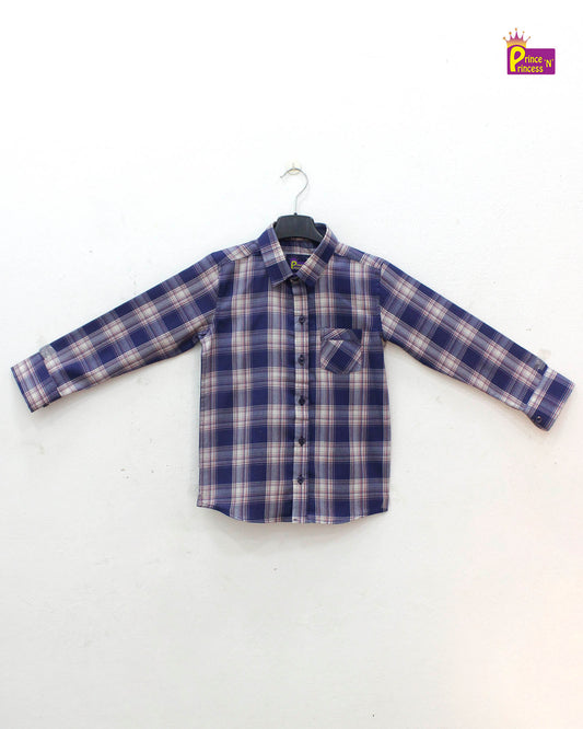 Kids Blue Checked Full Sleeve shirt ST133