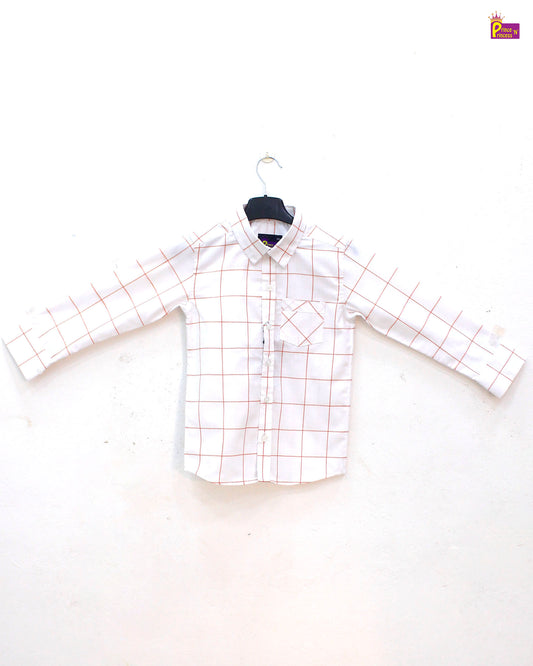 Kids White checks Full Sleeve shirt ST140