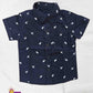 Kids Cotton Printed Navy half Sleeve shirt ST145