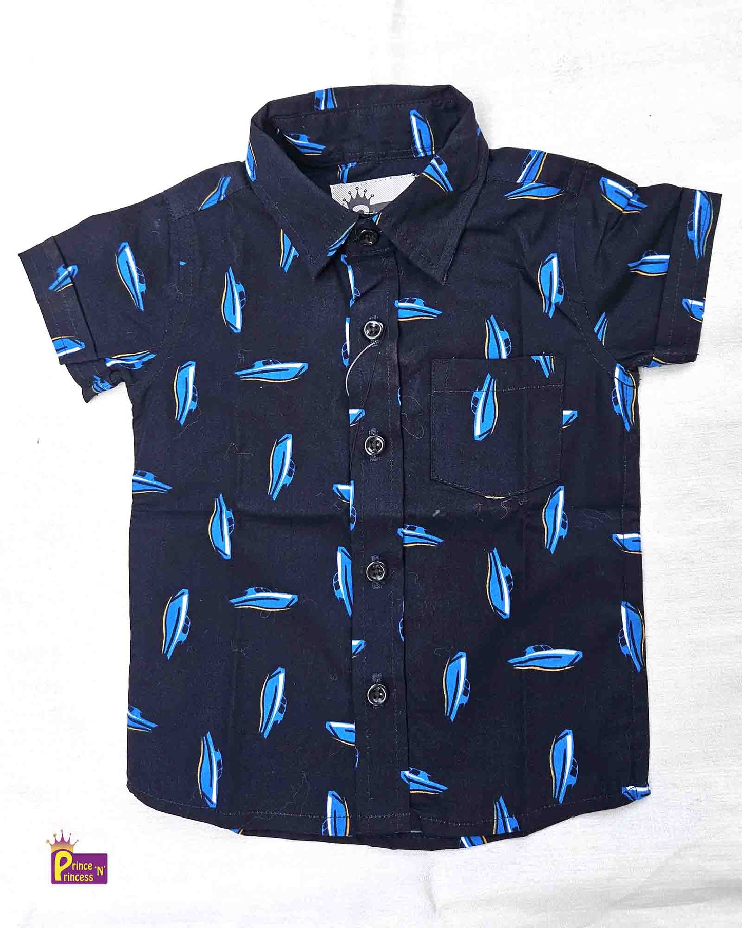 Kids Cotton Printed Navy half Sleeve shirt ST147
