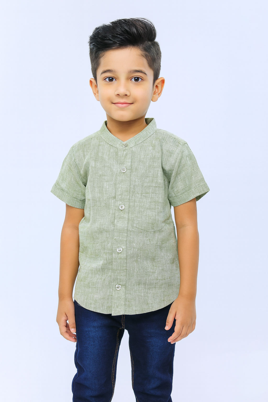 Kids Olive Cotton  shirt ST159