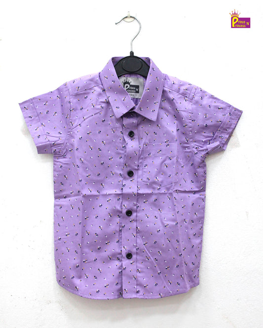 Kids Cotton Printed Purple half Sleeve shirt ST161