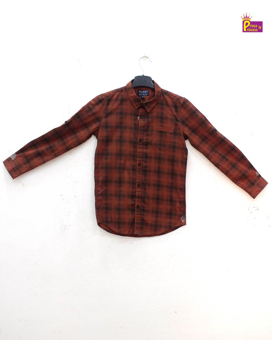 Kids Brown Cotton Shirt ST193