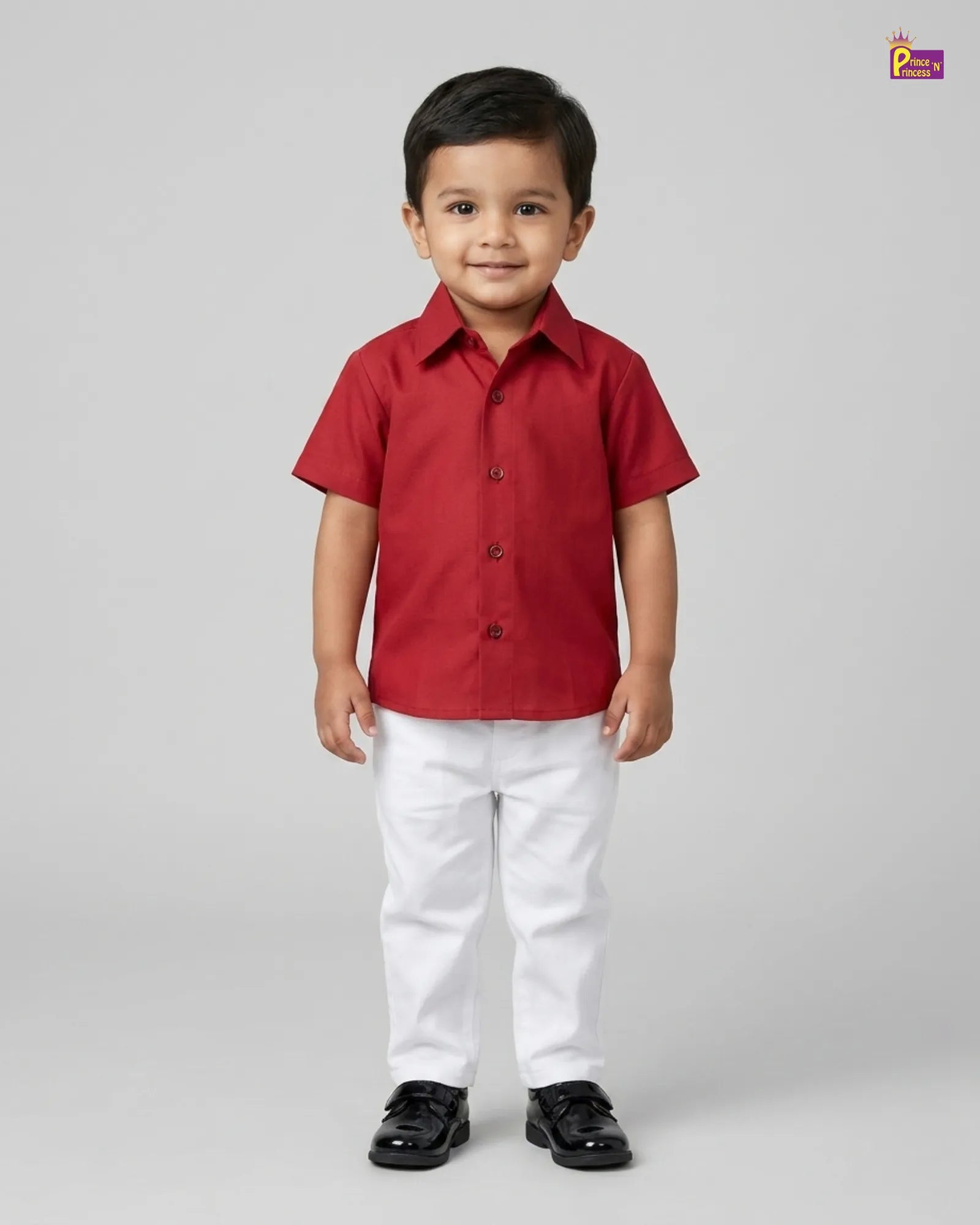 Kids Half Sleeve Silk Party Wear Shirt in Red ST230