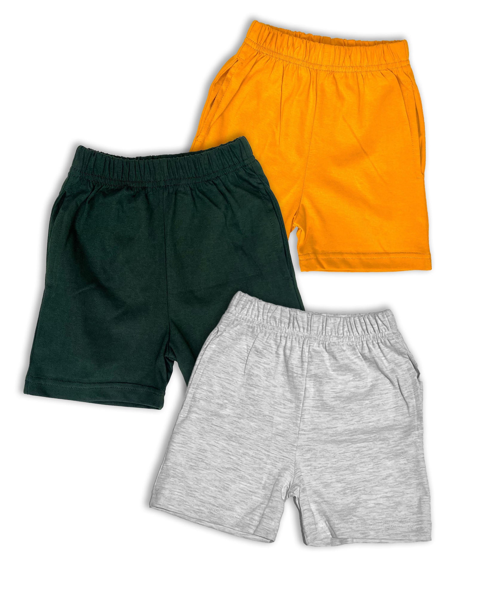 Plain Shorts Pack of 3 (Melange,Dark Green & Mustard) KCS03