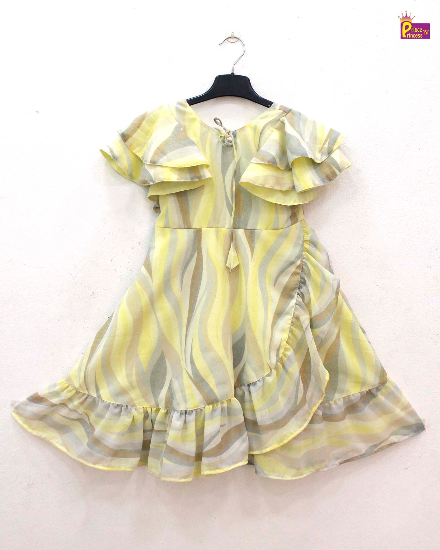 Kids Georgette Yellow with Grey Trendy Gown TG002